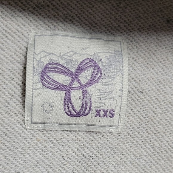 TNA Aritzia v-neck hoodie heathered grey ribbed knit sleeve cuffs & band xxs - Picture 7 of 10